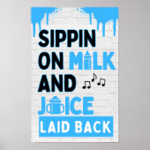 Snippen op melk en sap Zwart & Blauw Hip Hop Poster (Voorkant)