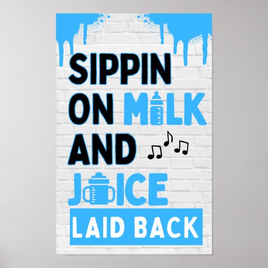Snippen op melk en sap Zwart & Blauw Hip Hop Poster (Voorkant)