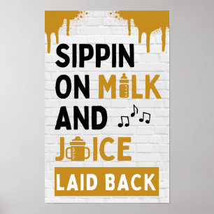 Snippen op melk en sap zwart en goud hip hop poster