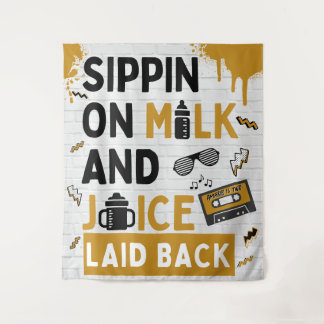 Snippen op melk en sap zwart / goud hip hop verjaa wandkleed