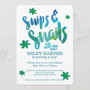 Snippers en slakken Waterverf Baby shower Kaart