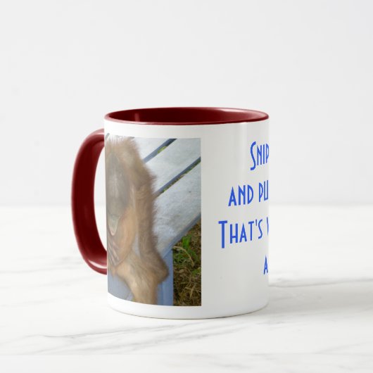 Snippers, slakken en puppy tails mok (Voorkant links)