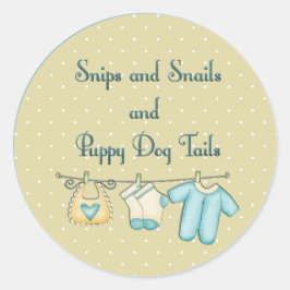 Snippers slakken knuppels met babykleding ronde sticker