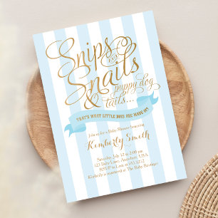 Snips en Slakken Baby Boy Baby shower Invitation Kaart