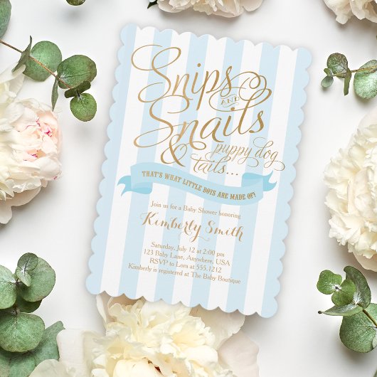 Snips en Slakken Baby Boy Baby shower Invitation Kaart