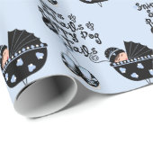 Snips en slakken zwart en blauw Baby shower Cadeaupapier (Rol Hoek)