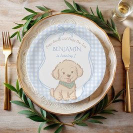 Snips, Slakken, en Puppystaartjes vintage feestje Papieren Bordje