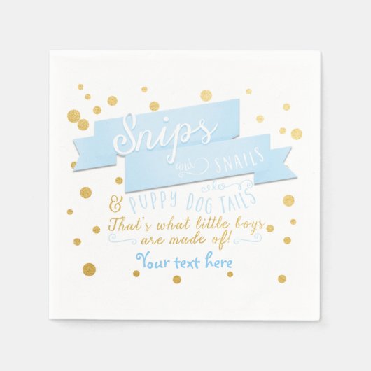 Snips & Snail Boys Blauw & Goud Baby shower Servet (Voorkant)