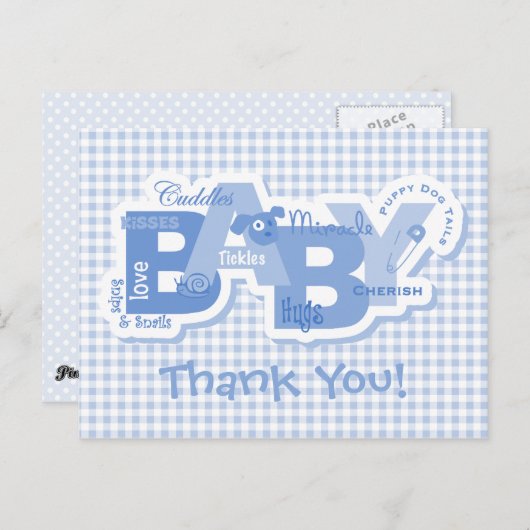 Snips & Snails Baby Bedankt Briefkaart (Voorkant / Achterkant)