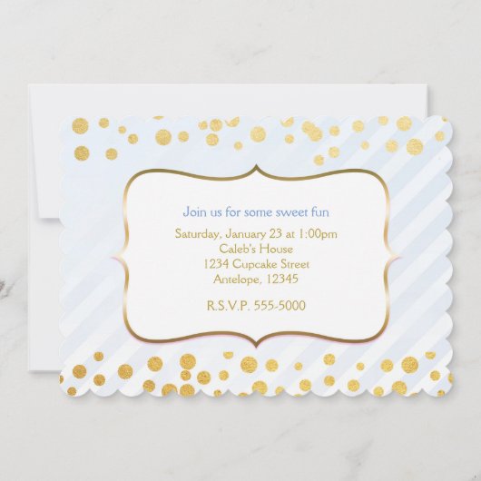 Snips & Snails Blauw & Goud Party Foto uitnodiging (Achterkant)