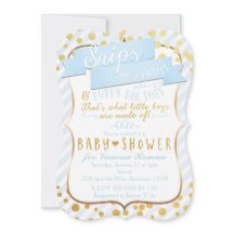 Snips & Snails Blauwe & Gouden Babyshower Uitnodig
