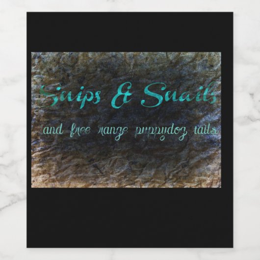Snips & Snails en gratis uitloop puppy hond staart Wijn Etiket (Enkel label)
