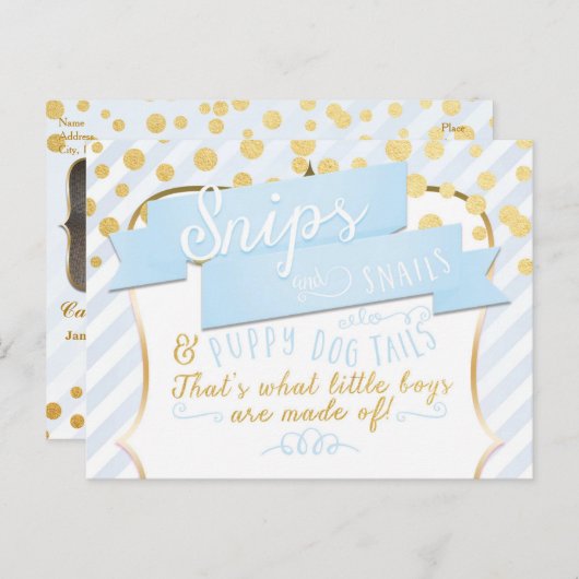 Snips & Snails Jongens Aankondiging Foto Briefkaar (Voorkant / Achterkant)