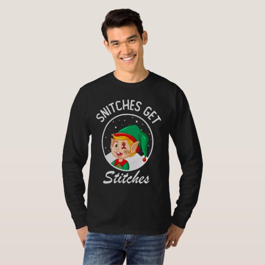Snitches Get Stitches Elf On Shelf Kids T-shirt (Voorkant volledig)