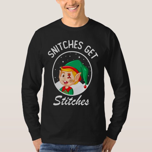 Snitches Get Stitches Elf On Shelf Kids T-shirt (Voorkant)