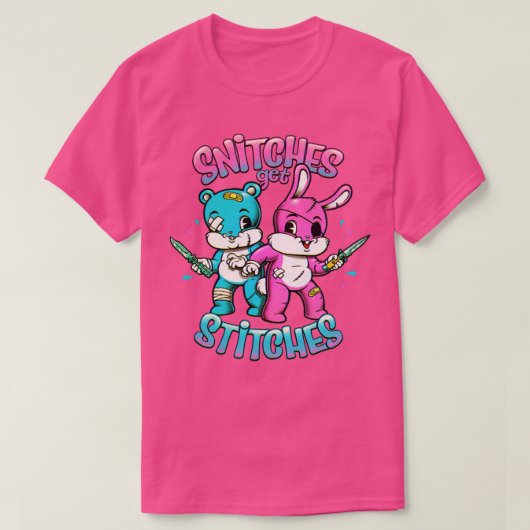Snitches krijgen Stitches Cute Cartoon T-shirt (Design voorkant)