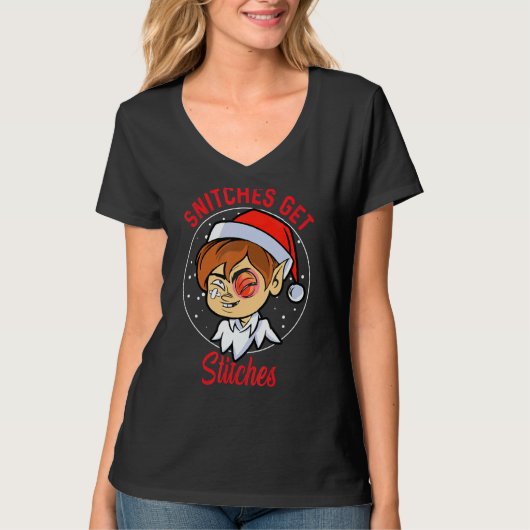 Snitches krijgen titels Elf Xmas Funny Snitches kr T-shirt (Voorkant)