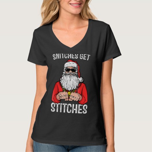 Snitches Zoek de kerstman T-shirt (Voorkant)