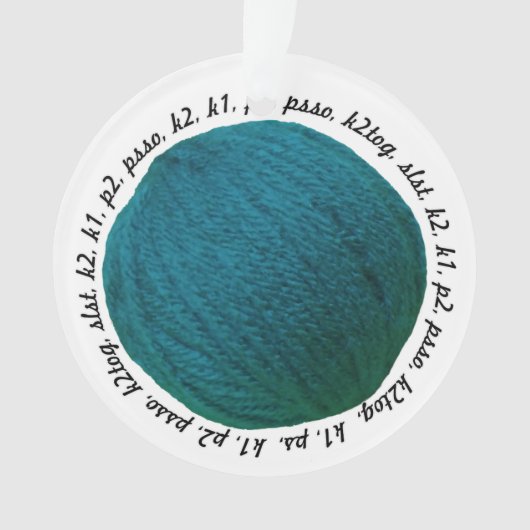 Snitting Lingo Yarn Ball Blauwgroen Crafts Ornament (voorkant)