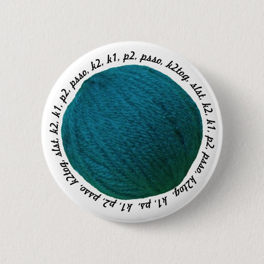 Snitting Lingo Yarn Ball Blauwgroen Crafts Ronde Button 5,7 Cm (Voorkant)