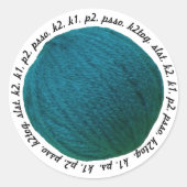 Snitting Lingo Yarn Ball Blauwgroen Crafts Ronde Sticker (Voorkant)