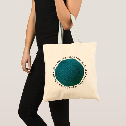 Snitting Lingo Yarn Ball Blauwgroen Crafts Tote Bag (Voorkant (product))