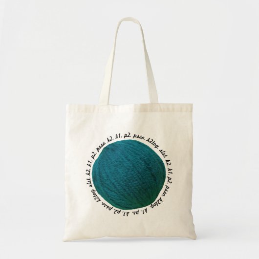 Snitting Lingo Yarn Ball Blauwgroen Crafts Tote Bag (Voorkant)