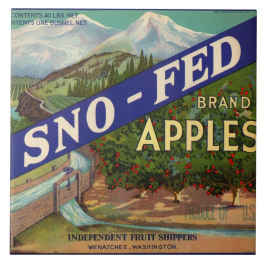 Sno-Fed Apple Crate Label Tegeltje (Voorkant)