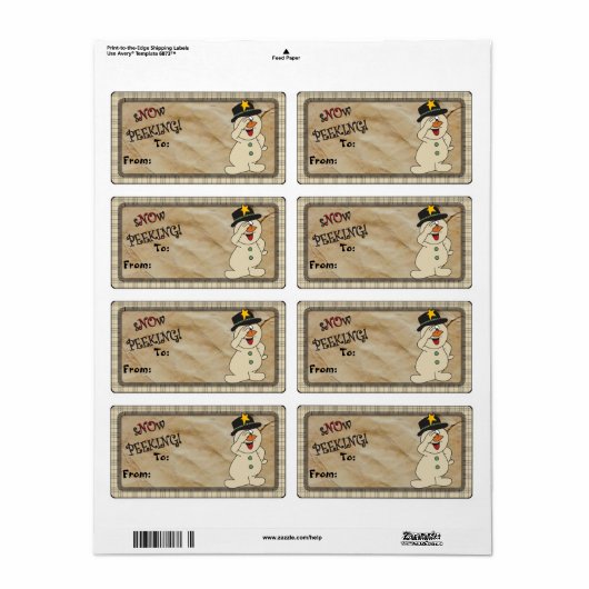 S'no"w Peeking Snowman Gift Labels | Kerstmis (Full Sheet)