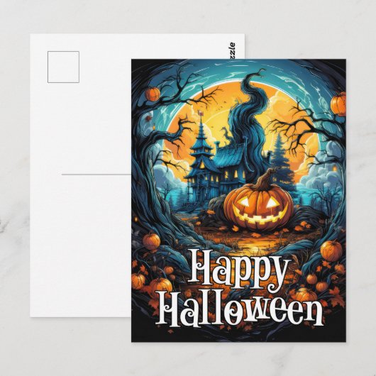 snode gloeiende gelukkige Halloween pompoen Briefkaart (Voorkant / Achterkant)