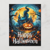 snode gloeiende gelukkige Halloween pompoen Briefkaart (Voorkant)