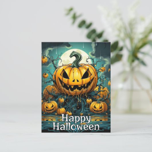 snode pompoenen na donker | Happy Halloween Briefkaart (Staand voorkant)