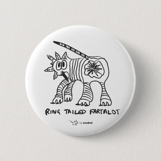 Snode Rat: Ring Tailed Fartalot Ronde Button 5,7 Cm (Voorkant)