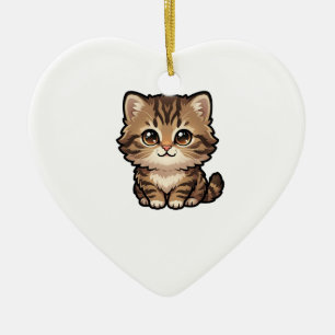 Snoe Kittenornament met Bruine Tabbyvlekken Keramisch Ornament