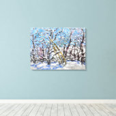 Snoei van appelbomen in de winter / Kunstenaar Lar Canvas Afdruk (Insitu (Houten vloer))