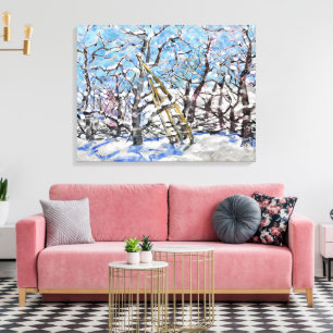 Snoei van appelbomen in de winter / Kunstenaar Lar Canvas Afdruk