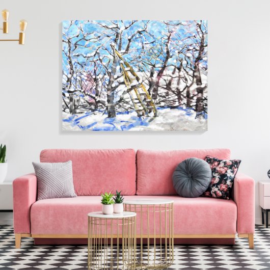 Snoei van appelbomen in de winter / Kunstenaar Lar Canvas Afdruk (Insitu (Woonkamer))