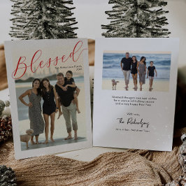 Snoeiend eenvoudig script moderne fotokerstkaart kaart