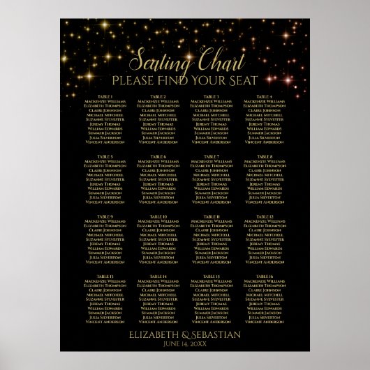 Snoeiende Sparkles 16 Tafel-bruiloft Poster (Voorkant)