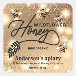 Snoeierhoningbijen met een deegachtig keurmerk vierkante sticker