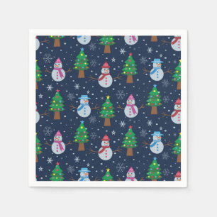 Snoeimanpatroon met kerstbomen servet
