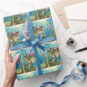 Snoek met een pensioenmuts cadeaupapier