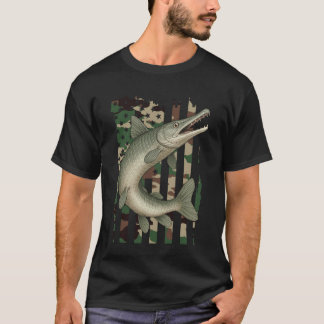 Snoekalligator met Camo Amerikaanse Vlag, Vissen A T-shirt