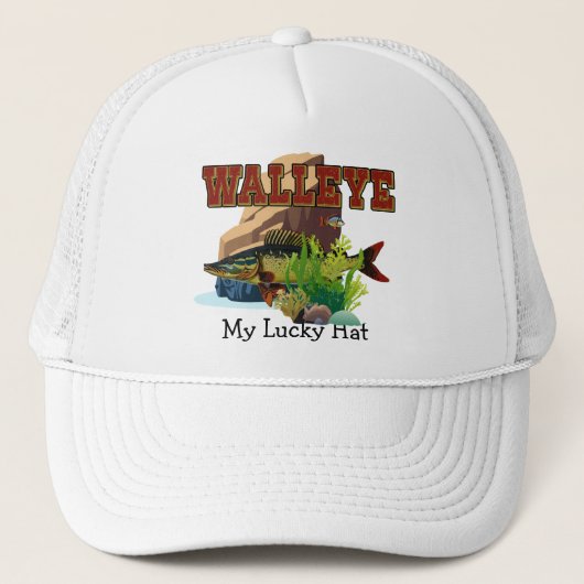Snoekbaars "Mijn Geluks Hoed" Trucker Pet (Voorkant)