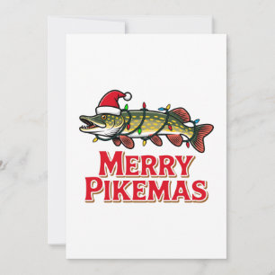 Snoekvis Santa-hoed Vrolijke Pikemas Angler Kerstm Bedankkaart