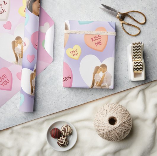 Snoep Aangepaste fotoconversie — Harten Cadeaupapier (Crafts)