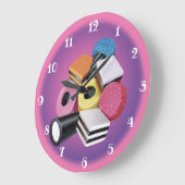 Snoep Allsorts. Grote muurklok. Roze en paars. Grote Klok (Hoek)