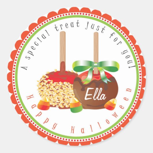 SNOEP APPEL HERFST HALLOWEEN RONDE STICKER (Voorkant)