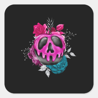 Snoep appel met bloemen vierkante sticker