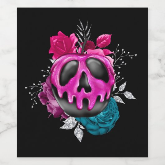 Snoep appel met bloemen wijn etiket (Enkel label)